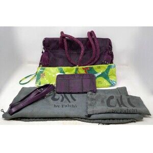 Chi by Carlos Falchi Large Purple Snakeskin Print Leather Shoulder Bag w/ Wallet